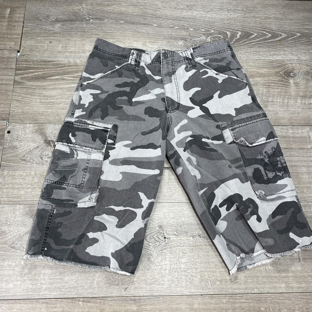 Vintage Y2K World Industries Cargo Shorts Men's 32 Gray‎ Camo Skate Streetwear